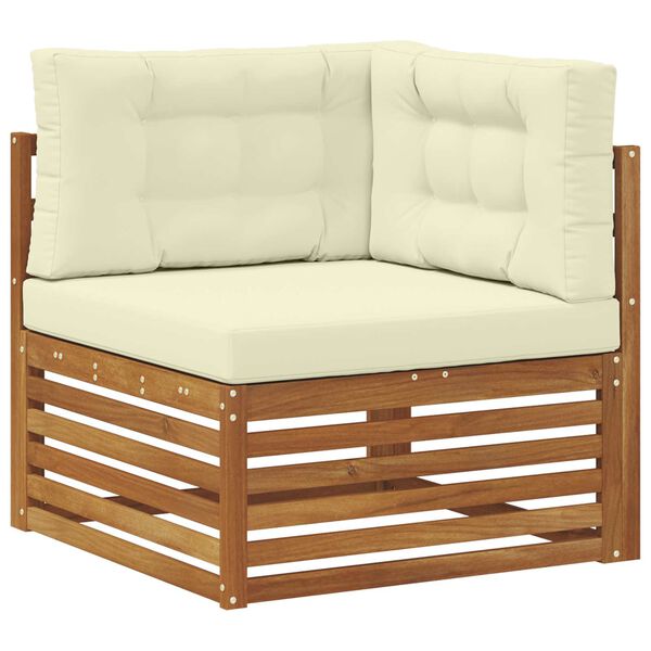 vidaXL Soffgrupper 6 pcs Naturlig och Gr&auml;dde Massivt Akaciatr&auml;