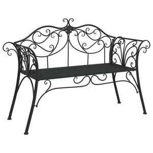 vidaXL Tr&auml;dg&aring;rdsb&auml;nk 2-Antal sittplatser 130 x 47 x 90 cm St&aring;l Svart