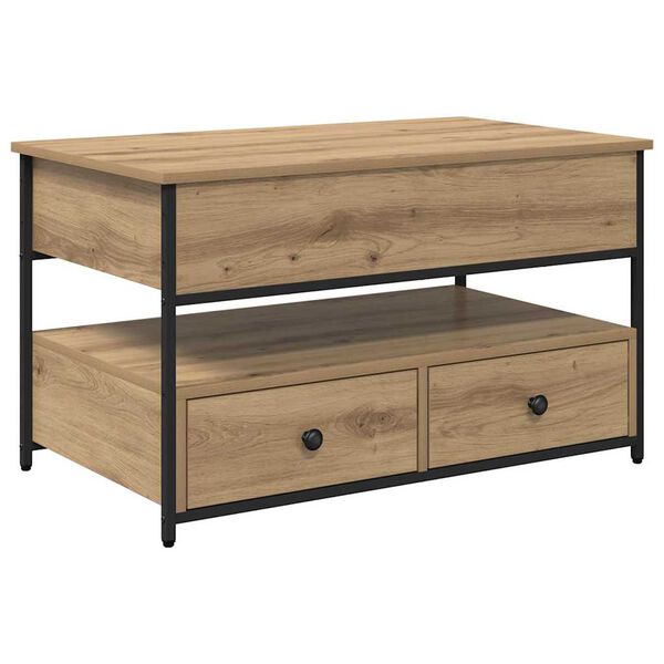 vidaXL Kaffeebord med l&aring;da Artisan Ek 85 x 50 x 50 cm Konstruerat tr&auml;