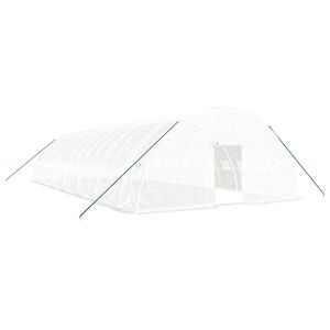 vidaXL V&auml;xthus med st&aring;lram vit 84 m&sup2; 14x6x2,85 m