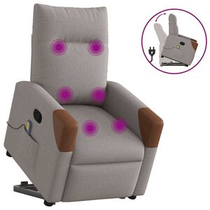 vidaXL Massagef&aring;t&ouml;lj med uppresningshj&auml;lp taupe tyg