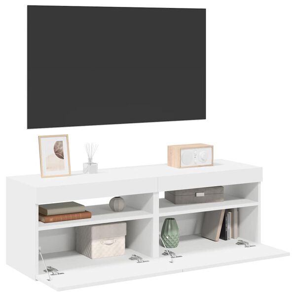 vidaXL TV-bänk med LED-belysning 2 delar vit 60x35x40 cm