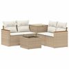 vidaXL Soffset 6 st Beige och kr&auml;mvit Poly Rattan och st&aring;l