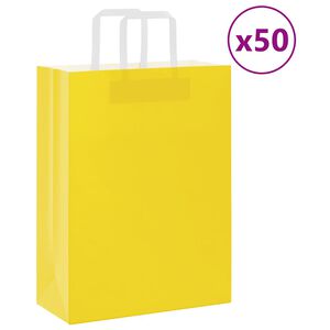 vidaXL Pappersp&aring;sar 50 st med handtag gul 26x12x35 cm