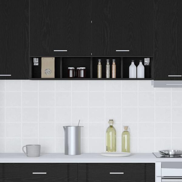 vidaXL H&auml;ngande sk&aring;p Svart Ek 20 x 29,5 x 100 cm Konstruerat tr&auml;