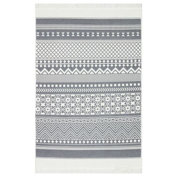 vidaXL Matta gr&aring; och vit 160x230 cm bomull