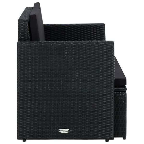 vidaXL Tr&auml;dg&aring;rdssoffa 2-sits med dynor konstrotting svart