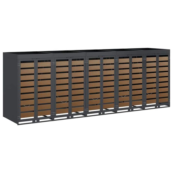 vidaXL F&ouml;rvaring f&ouml;r 3 soptunnor Antracit 340 x 77,5 x 115,5 cm St&aring;l