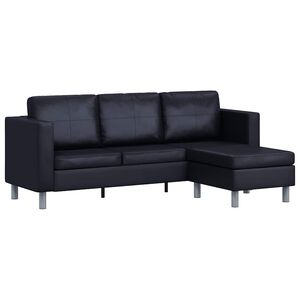 vidaXL Divansoffa 3-sits konstl&auml;der svart