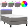 vidaXL Rams&auml;ng med madrass & LED m&ouml;rkgr&aring; 80x200 cm tyg