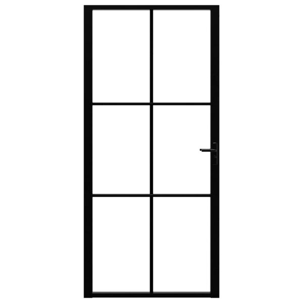 vidaXL Innerdörr ESG-glas och aluminium 93x201,5 cm svart