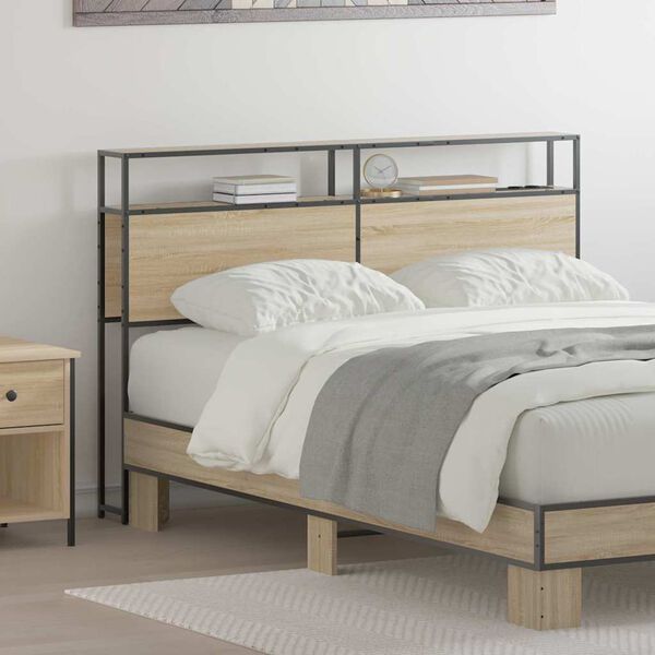 vidaXL F&ouml;rvaringshuvudgavel med hylla Sonoma ek 135 cm Konstruerat tr&auml;