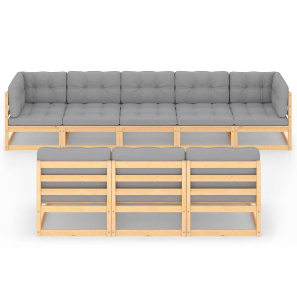 vidaXL Loungegrupp för trädgården med dynor 8 delar massiv furu