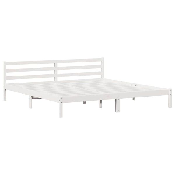 vidaXL Sängram med huvudgavel Vit 208.6 x 157.6 x 69.4 cm Massiv furu