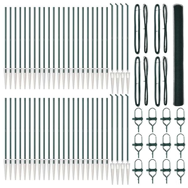 vidaXL Staket med stolpar Gr&ouml;n 1.6 x 100 m PVC-belagd st&aring;l