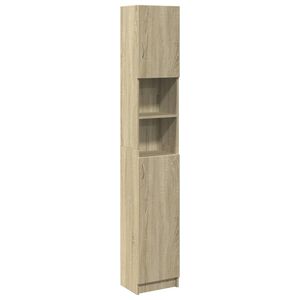 vidaXL Badrumssk&aring;p sonoma-ek 32x25,5x190 cm sp&aring;nskiva