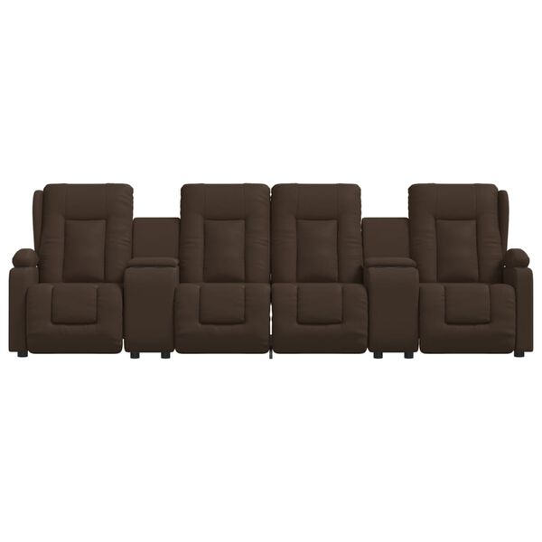 vidaXL Massagefåtölj med kopphållare 4-sits brun konstläder