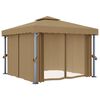 vidaXL Paviljong med draperi 3x3 m taupe aluminium