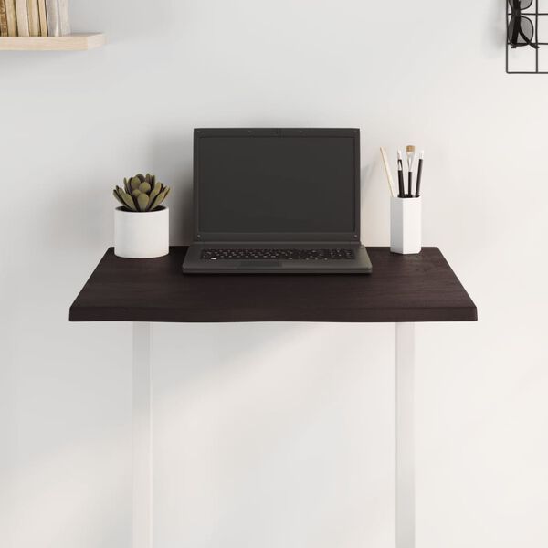 vidaXL Bordsskiva m&ouml;rkbrun 60x50x2 cm massiv ek levande kant