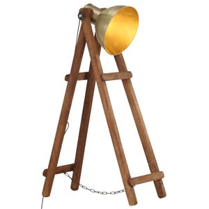 vidaXL Golvlampa m&auml;ssing E27 massivt mangotr&auml;
