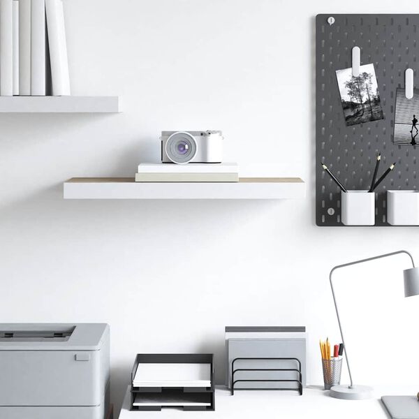 vidaXL Sv&auml;vande v&auml;gghylla ek och vit 60x23,5x3,8 cm MDF