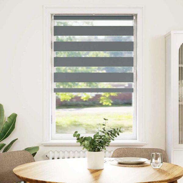 vidaXL Rullgardin zebra m&ouml;rkgr&aring; 80x150 cm tyg bredd 75,9 cm polyester