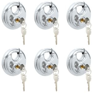 vidaXL Discus-l&aring;s med nycklar 6 pcs Silver 8 x 2.8 x 8 cm