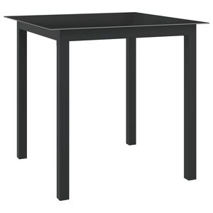 vidaXL Tr&auml;dg&aring;rdsbord svart 80x80x74 cm aluminium och glas