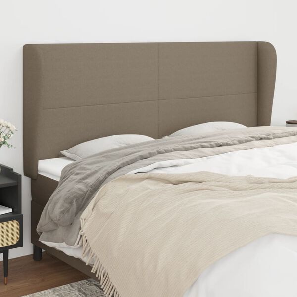 vidaXL S&auml;nggavel med kanter taupe 163x23x118/128 cm tyg