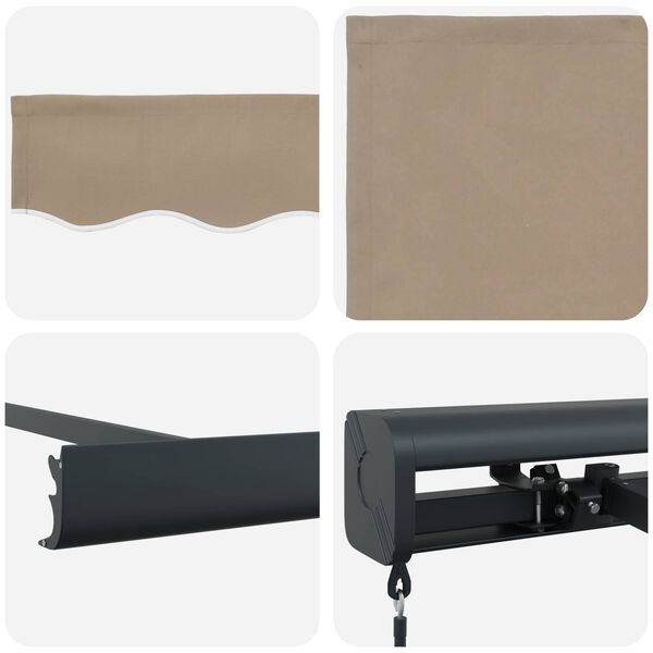 vidaXL Utf&auml;llbar markis Beige 350 x 250 cm Tyg och Metall