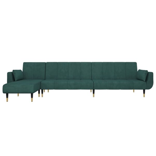 vidaXL L-formad bäddsoffa mörkgrön 275x140x70 cm sammet