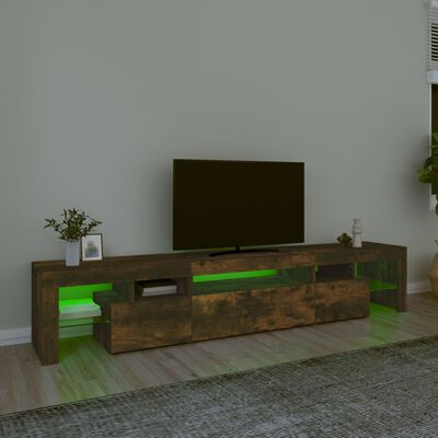 vidaXL Tv-bänk med LED-belysning rökfärgad ek 215x36,5x40 cm