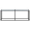 vidaXL Konsolbord vit marmor 220x35x75,5 cm h&auml;rdat glas