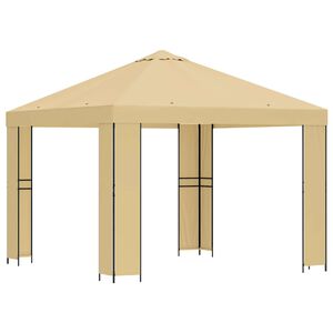 vidaXL Paviljong 3 x 3 m Gr&auml;ddvit Polyester och St&aring;l 190 gsm