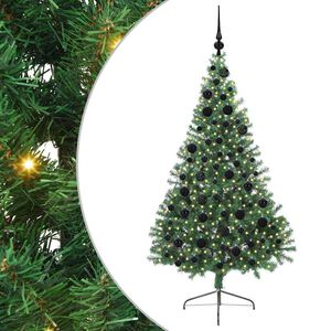 vidaXL Konstgjord F&ouml;rbelyst Julgran med 300 LED-lampor Gr&ouml;n 180 cm PVC