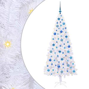 vidaXL Konstgjord julgran med 300 LED-lampor Vit 180 cm PVC och st&aring;l