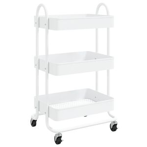 vidaXL Rullvagn 3 v&aring;ningar vit 43x34x79 cm st&aring;l