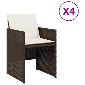 vidaXL Tr&auml;dg&aring;rdsstolar med dynor 4 st brun konstrotting