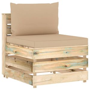 vidaXL Mittensektion med dynor till pallsoffa tryckimpregnerat tr&auml;