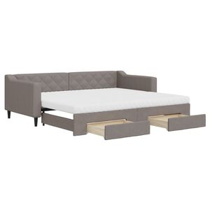 vidaXL Dagb&auml;dd utdragbar med l&aring;dor taupe 90x200 cm tyg