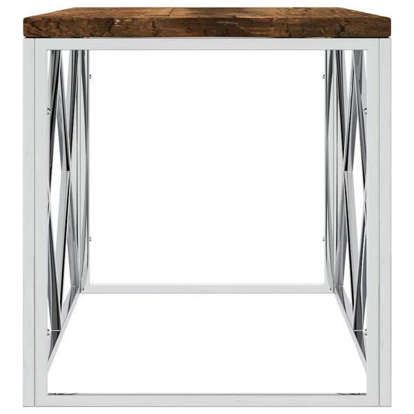 vidaXL Soffbord rostfritt st&aring;l och massivt &aring;tervunnet tr&auml;