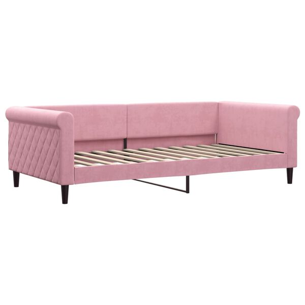 vidaXL Dagb&auml;dd utdragbar och madrasser rosa 100x200 cm sammet