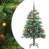 vidaXL Konstgjord julgran med LED -remsljus Gr&ouml;n 150 cm PVC och metall