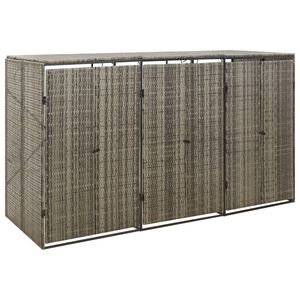 vidaXL Skjul f&ouml;r tre soptunnor gr&aring; 207x80x117 cm konstrotting