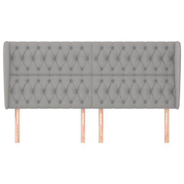 vidaXL S&auml;nggavel med kanter ljusgr&aring; 183x23x118/128 cm tyg