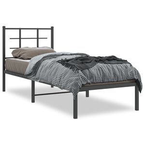 vidaXL S&auml;ngram med huvudgavel metall svart 75x190 cm