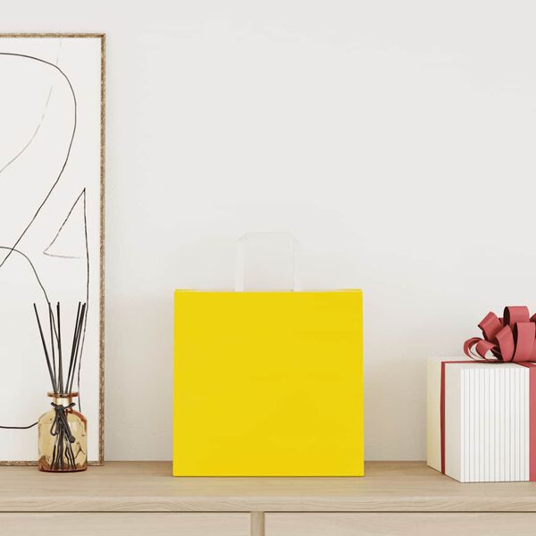 vidaXL Pappersp&aring;sar 50 st med handtag gul 26x17x25 cm