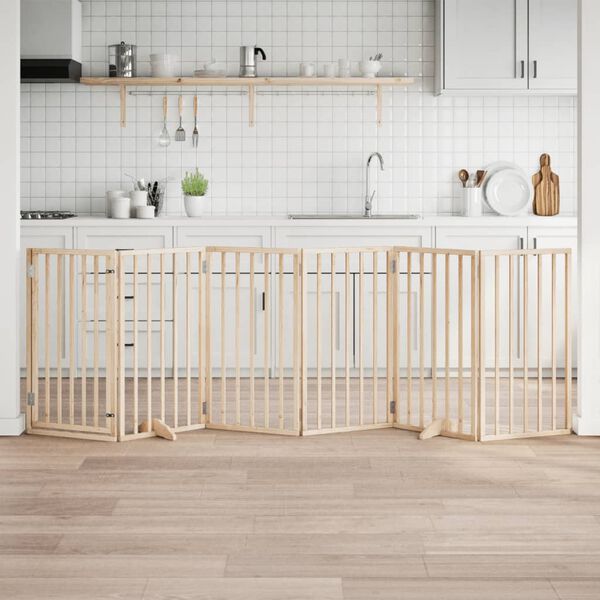 vidaXL Hundgrind med d&ouml;rr vikbar 6 paneler 300 cm poppeltr&auml;