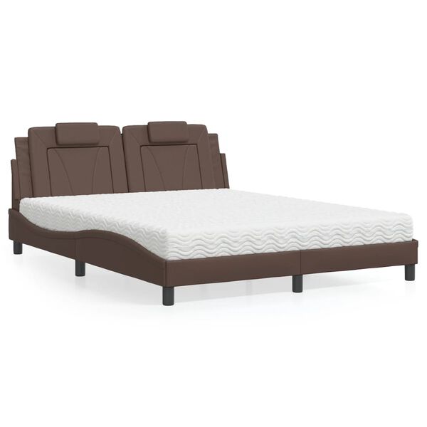 vidaXL Bed "Viana" with Mattress Brown 160x200 cm Faux Leather