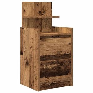 vidaXL S&auml;ngbord med 2 l&aring;dor gammalt tr&auml; 38x34x80 cm